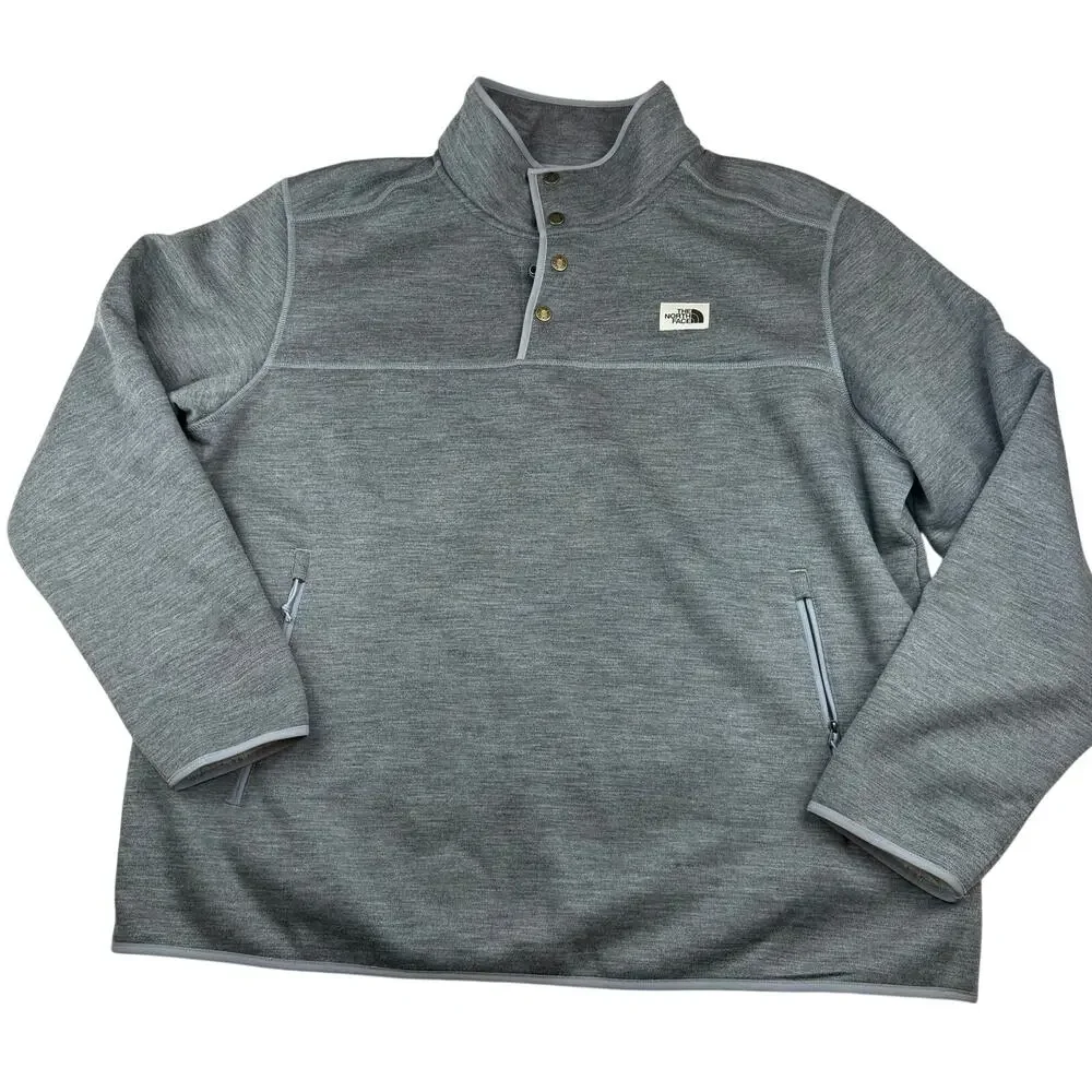 The North Face Mens XXL Gray Snap Pullover Fleece Jacket